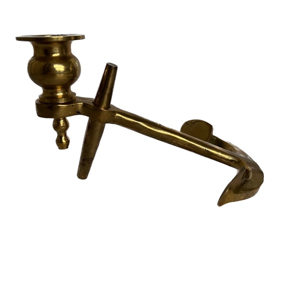 Candle Stick Brass Anchor Heavy Metal Nautical Beach Boat Decor 6" Long Solid - Picture 2 of 7